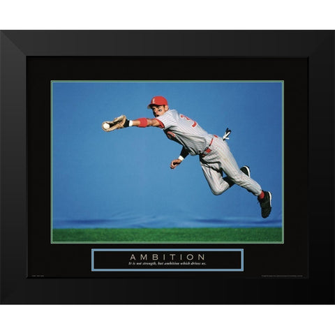 Ambition - Baseball Black Modern Wood Framed Art Print by Frontline