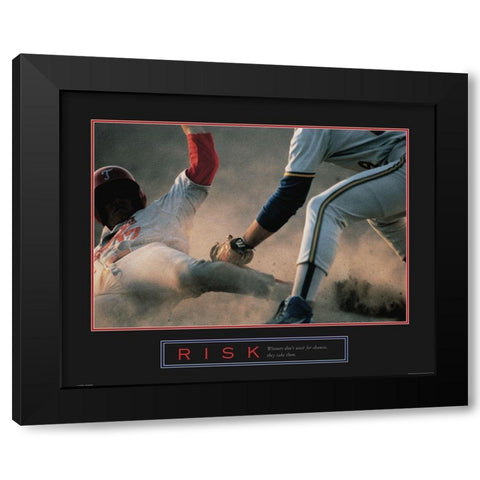 Risk - Baseball Black Modern Wood Framed Art Print with Double Matting by Frontline