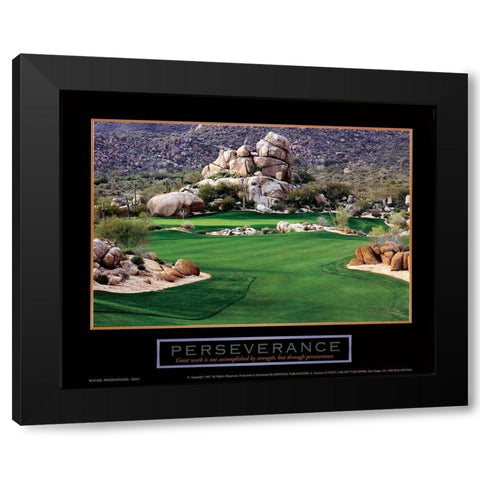 Golf - Perseverance Black Modern Wood Framed Art Print with Double Matting by Unknown