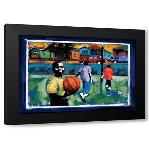 Pickup Basketball Black Modern Wood Framed Art Print by Unknown