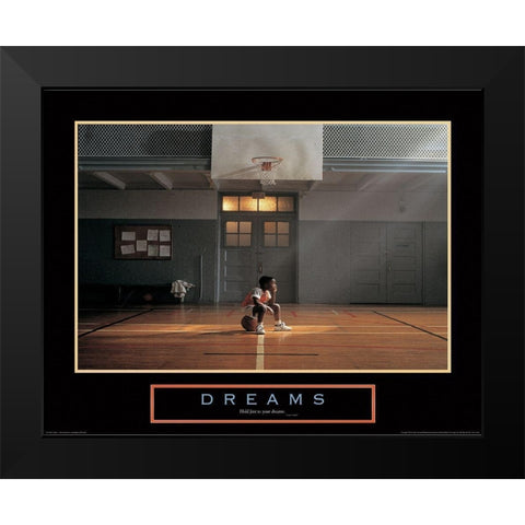 Dreams - Basketball Black Modern Wood Framed Art Print by Unknown