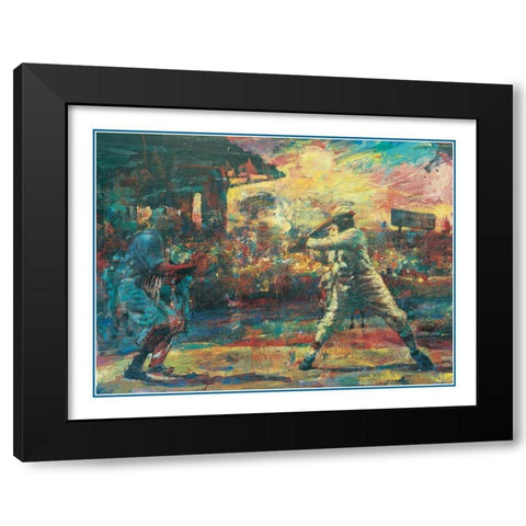 Swing Batter Black Modern Wood Framed Art Print by Unknown