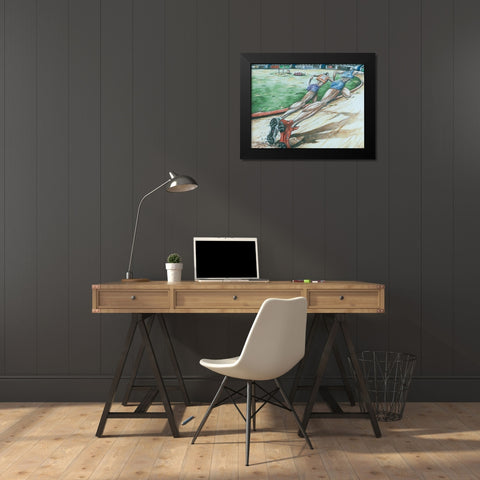 100 Yard Dash Black Modern Wood Framed Art Print by Unknown