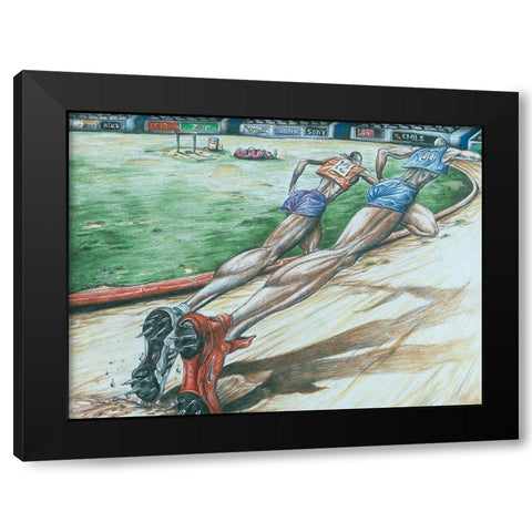 100 Yard Dash Black Modern Wood Framed Art Print with Double Matting by Unknown