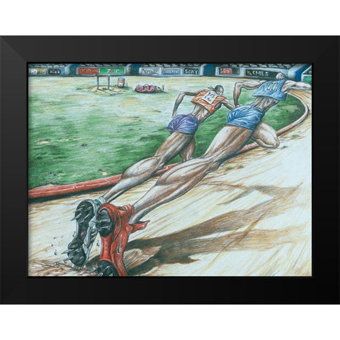 100 Yard Dash Black Modern Wood Framed Art Print by Unknown