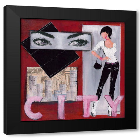 CIty I Black Modern Wood Framed Art Print with Double Matting by Johanna