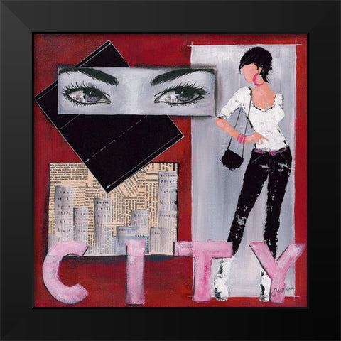 CIty I Black Modern Wood Framed Art Print by Johanna