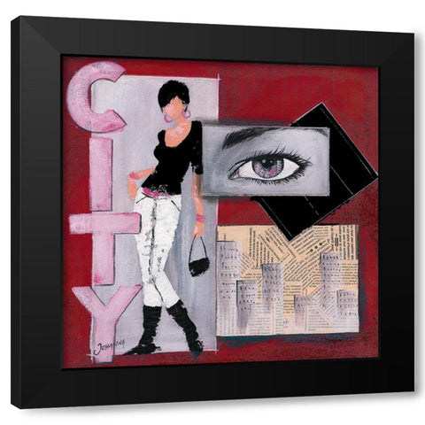 CIty II Black Modern Wood Framed Art Print with Double Matting by Johanna