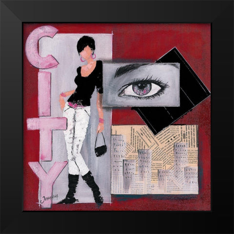 CIty II Black Modern Wood Framed Art Print by Johanna