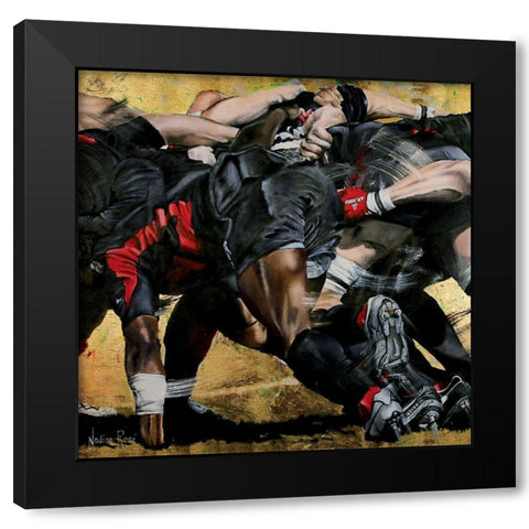 Melee rouge noire (detail) Black Modern Wood Framed Art Print by Ruse, Nadine