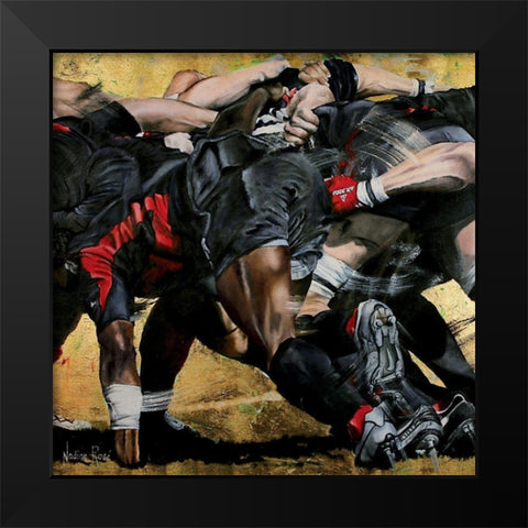 Melee rouge noire (detail) Black Modern Wood Framed Art Print by Ruse, Nadine