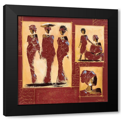 Composition Afrique I Black Modern Wood Framed Art Print by Johanna
