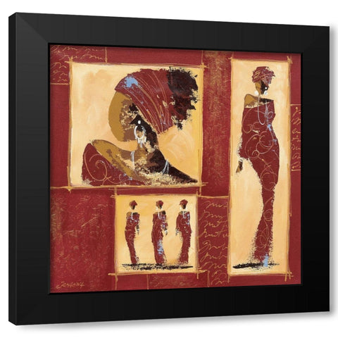 Composition Afrique II Black Modern Wood Framed Art Print with Double Matting by Johanna