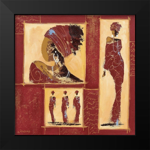 Composition Afrique II Black Modern Wood Framed Art Print by Johanna