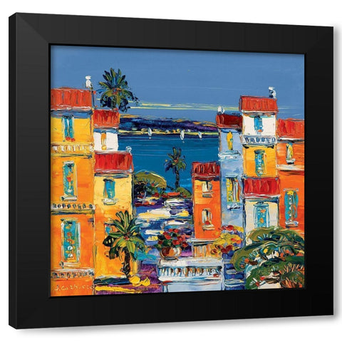 Villefranche sur mer Black Modern Wood Framed Art Print by Corbiere