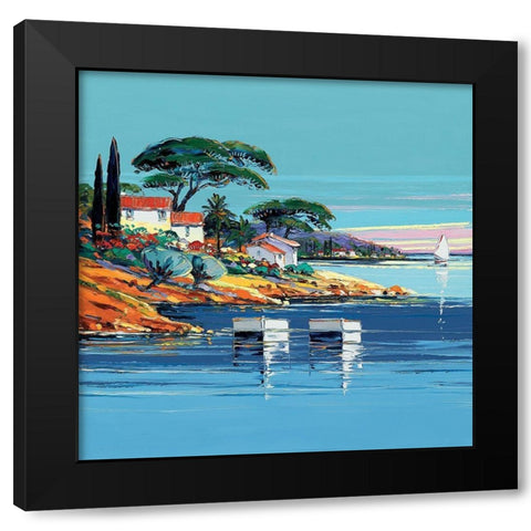 La cote dAzur Black Modern Wood Framed Art Print with Double Matting by Corbiere