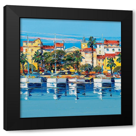 Port de Bandol Black Modern Wood Framed Art Print with Double Matting by Corbiere