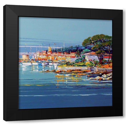 La baie de St.Tropez Black Modern Wood Framed Art Print with Double Matting by Corbiere