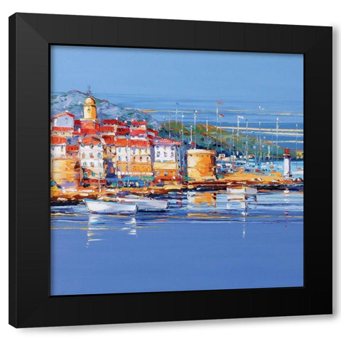 St. Tropez Black Modern Wood Framed Art Print with Double Matting by Corbiere