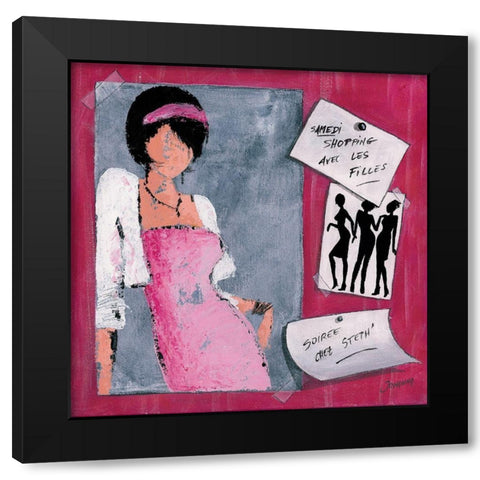 Me´mo II Black Modern Wood Framed Art Print by Johanna