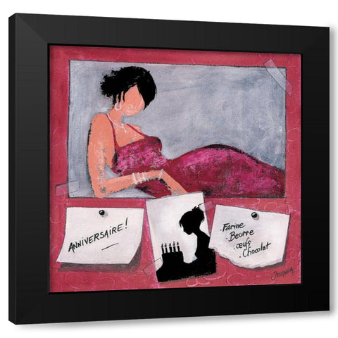 Me´mo IV Black Modern Wood Framed Art Print by Johanna