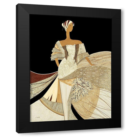 Clarisse Black Modern Wood Framed Art Print with Double Matting by Loesch, Elisabeth
