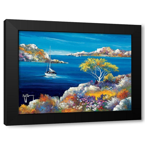 Mer dhuile Black Modern Wood Framed Art Print by Keiflin, Roger