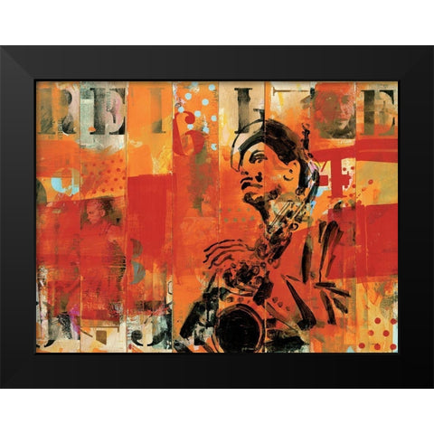 Jazz II Black Modern Wood Framed Art Print by Vieux, Thierry