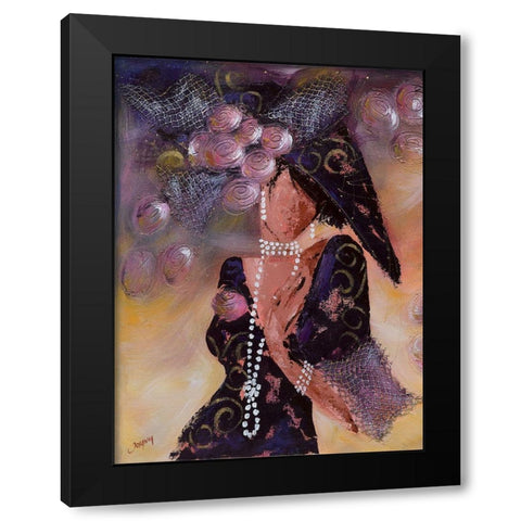 Elegantes aux perles I Black Modern Wood Framed Art Print with Double Matting by Johanna