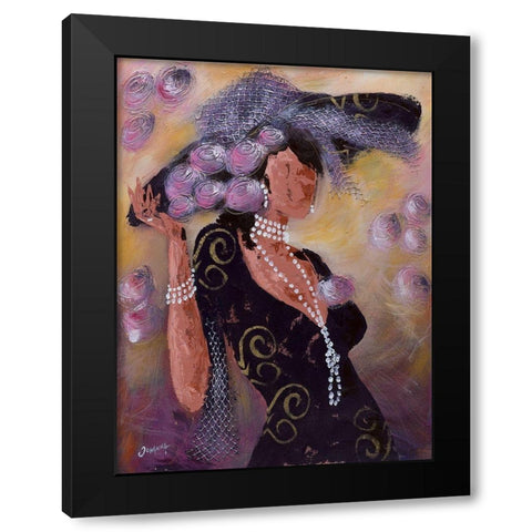 Elegantes aux perles II Black Modern Wood Framed Art Print with Double Matting by Johanna