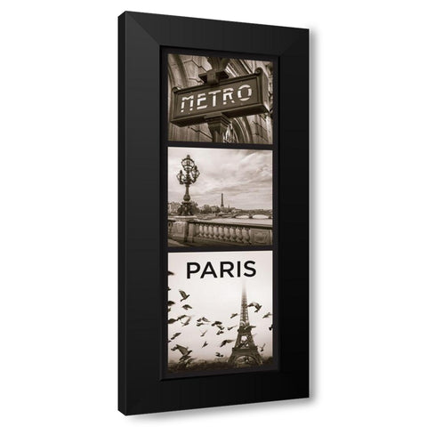 City Paris Black Modern Wood Framed Art Print with Double Matting by Braun Studio