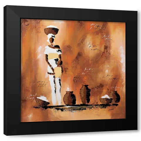 Maman et moi I Black Modern Wood Framed Art Print by Johanna