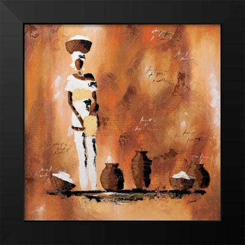Maman et moi I Black Modern Wood Framed Art Print by Johanna