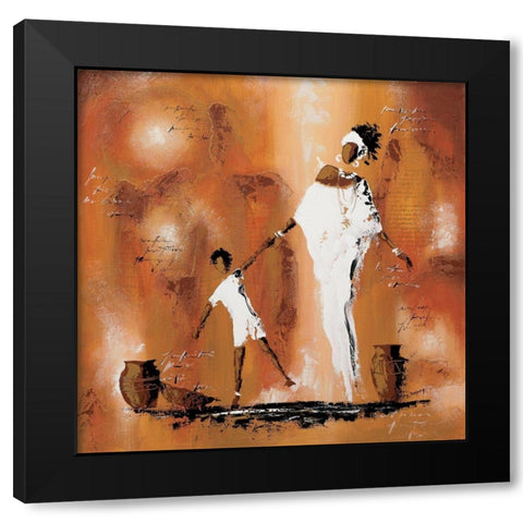 Maman et moi II Black Modern Wood Framed Art Print with Double Matting by Johanna