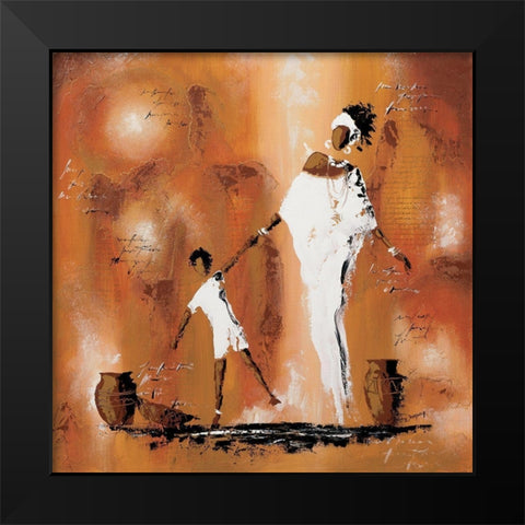 Maman et moi II Black Modern Wood Framed Art Print by Johanna