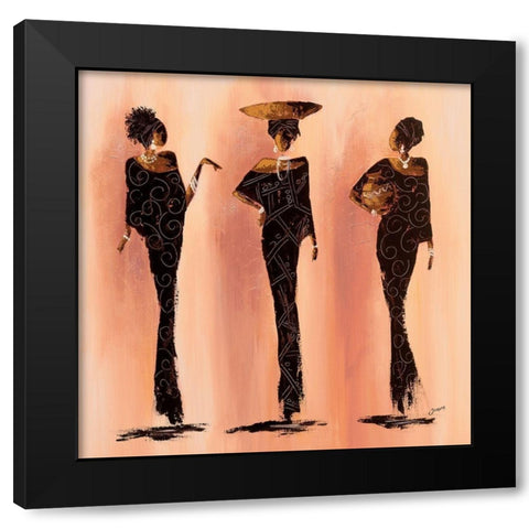 Entre femmes I Black Modern Wood Framed Art Print by Johanna