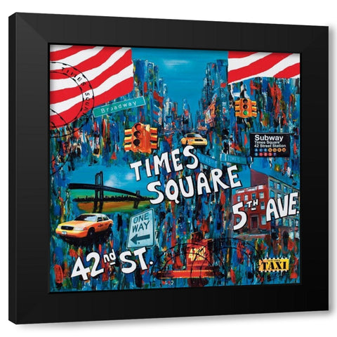 Times Square 5th avenue Black Modern Wood Framed Art Print with Double Matting by Wozniak, Sophie