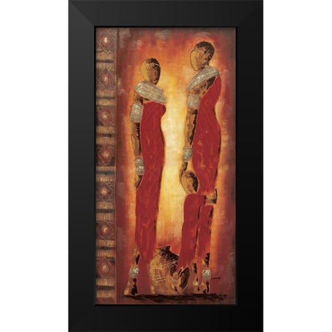 Femmes massai Black Modern Wood Framed Art Print by Johanna