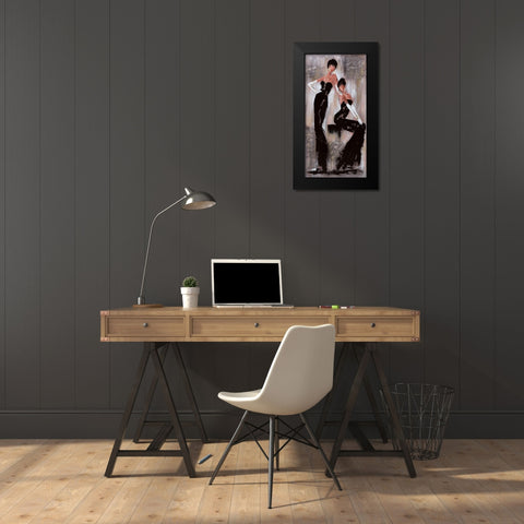 Histoires de filles II Black Modern Wood Framed Art Print by Johanna