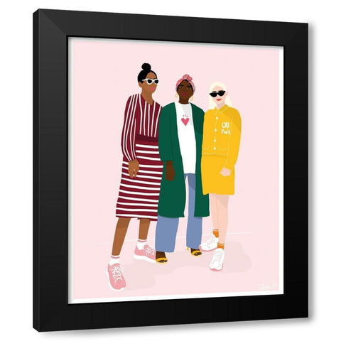 Girlfriends Black Modern Wood Framed Art Print with Double Matting by BRAUN Studio