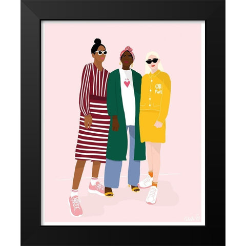 Girlfriends Black Modern Wood Framed Art Print by BRAUN Studio