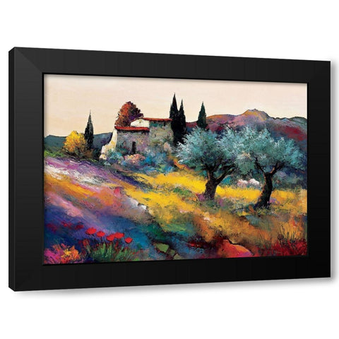 Le mas sur la colline Black Modern Wood Framed Art Print by Keiflin, Roger