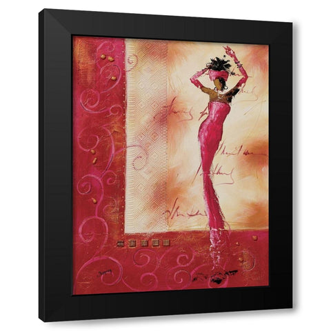 Allez venez danser I Black Modern Wood Framed Art Print with Double Matting by Johanna