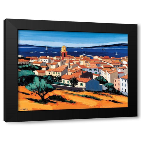 St-Tropez Black Modern Wood Framed Art Print with Double Matting by Quilici, Jean-Claude