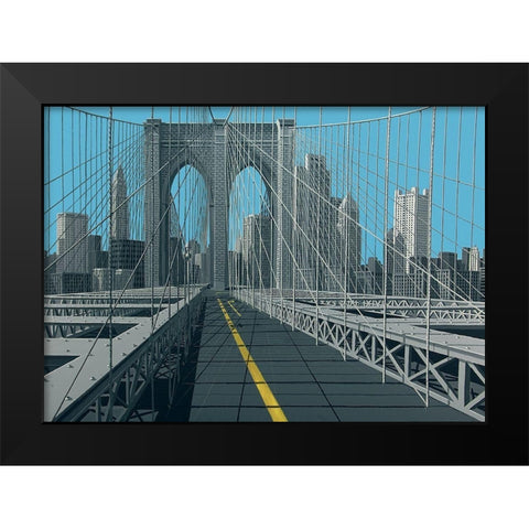 Brooklyn Bridge Black Modern Wood Framed Art Print by Peyret, Eric