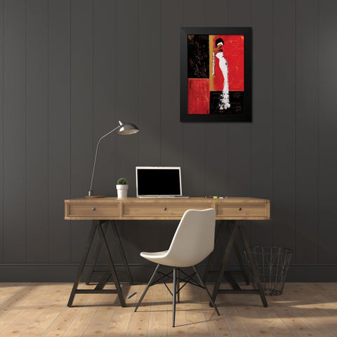 En rouge et or I Black Modern Wood Framed Art Print by Johanna