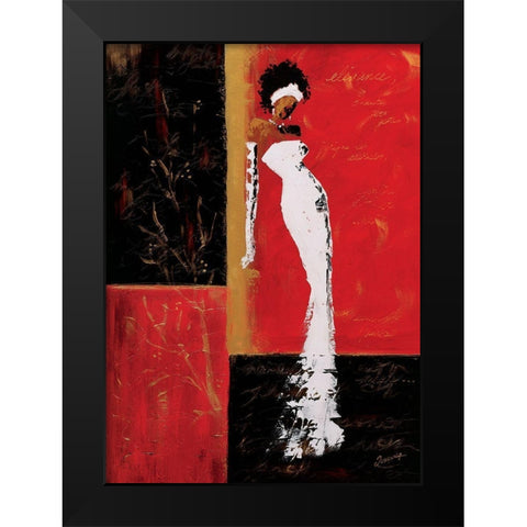En rouge et or I Black Modern Wood Framed Art Print by Johanna