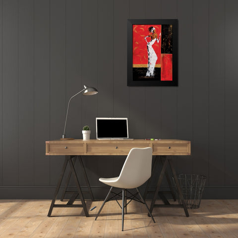 En rouge et or II Black Modern Wood Framed Art Print by Johanna