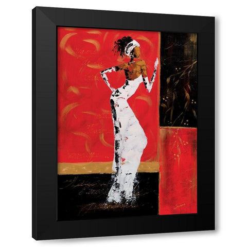 En rouge et or II Black Modern Wood Framed Art Print with Double Matting by Johanna