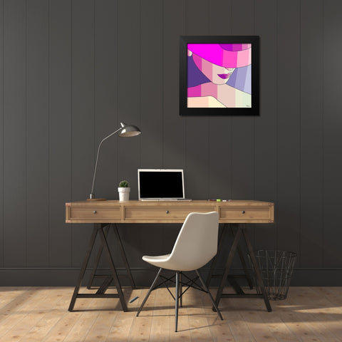 Girl with Purple Hat I Black Modern Wood Framed Art Print by Medeiros, Celito